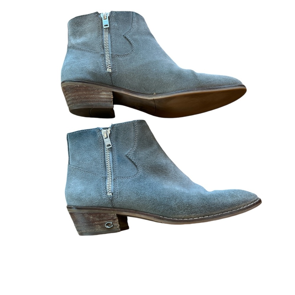 Coach Danni Gray Suede Leather Ankle Boots Side Zipper Size 6.5